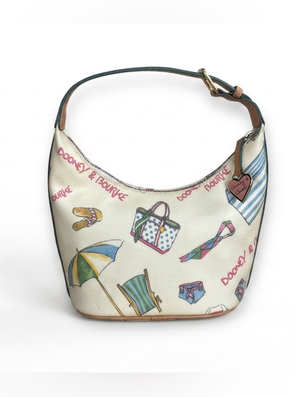 💐 Vintage Dooney & Bourke Miami Beach Print Mini Hobo Bag Rainbow Zip K7782623